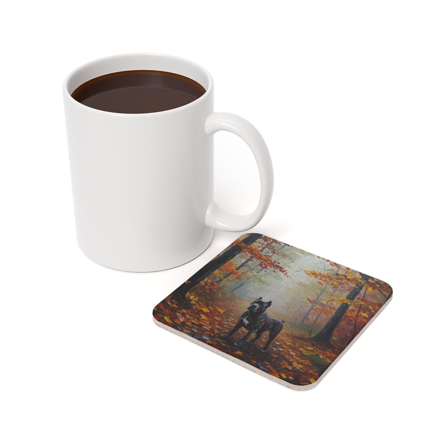 Acrylic Gallery Print Cane Corso - Autumn Woods | Cork Back Coaster