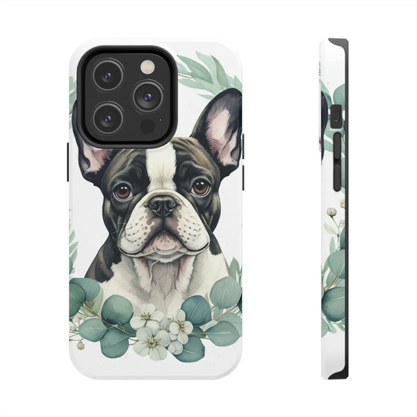 French Bulldog Watercolor Botanical Wreath Phone Case | Premium Dog Prints | Tritan