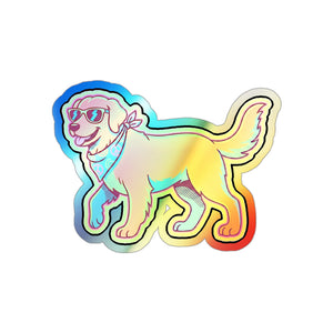 Golden Retriever Retro Y2K Holographic Die-Cut Sticker, Retro 90s Dog Art, Golden Retriever Lover Gift, Waterproof Vinyl