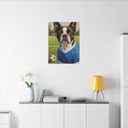 Boston Terrier Oil Painting Soccer Portrait Canvas Wall Art - Dog Lover Gift, Pet Decor, Sports Fan Home Art