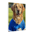 Golden Retriever Oil Painting Soccer Portrait Canvas Wall Art - Dog Lover Gift, Pet Decor for Home, Premium Stretched Canvas Print