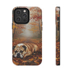 Acrylic English Bulldog - Autumn Woods | Tough Phone Case