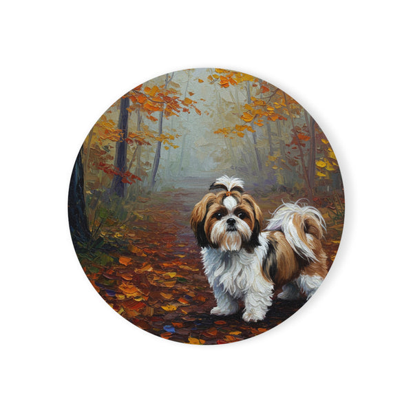 Acrylic Shih Tzu - Autumn Woods | Cork Back Coaster