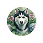 Siberian Husky Watercolor Garden Peek Drink Coaster | Premium Dog Prints | Tritan — primary view