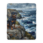 Rottweiler Acrylic Gallery Print Coastal Cliffside Throw Blanket | Premium Dog Prints | Tritan — view 3 of 9