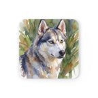 Siberian Husky Watercolor Drink Coaster by Tritan — angled detail view