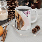 Beagle Watercolor Butterfly Bloom Coffee Mug | Premium Dog Prints | Tritan — detail view