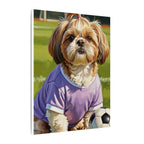 Shih Tzu Oil Painting Soccer Portrait Canvas Wall Art | Dog Lover Gift | Pet Decor | Sports Fan Art