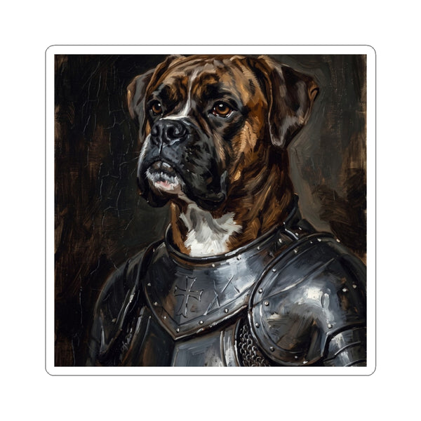 Boxer Medieval Knight Portrait Sticker, Dog Portrait Vinyl Decal, Kiss-Cut Sticker, Boxer Lover Gift