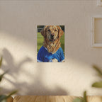 Golden Retriever Oil Painting Soccer Portrait Canvas Wall Art - Dog Lover Gift, Pet Decor for Home, Premium Stretched Canvas Print