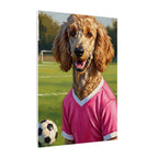 Poodle Oil Painting Soccer Portrait Wall Art, Poodle Mom Gift, Dog Lover Decor, Stretched Canvas Print