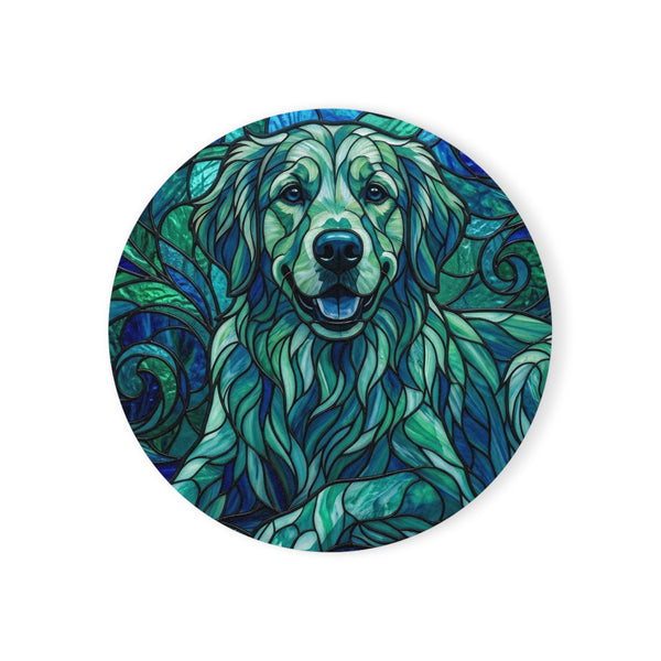 Golden Retriever Stained Glass Cool Jewel Cork Back Coaster | Dog Lover Gift