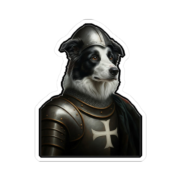 Border Collie Medieval Knight Portrait Sticker, Dog Portrait Vinyl Decal, Kiss-Cut Sticker, Border Collie Lover Gift