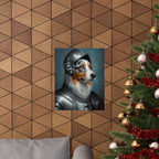 Australian Shepherd Medieval Knight Portrait Matte Poster, Regal Dog Art Print, Australian Shepherd Lover Gift, Wall Art