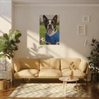 Boston Terrier Oil Painting Soccer Portrait Canvas Wall Art - Dog Lover Gift, Pet Decor, Sports Fan Home Art