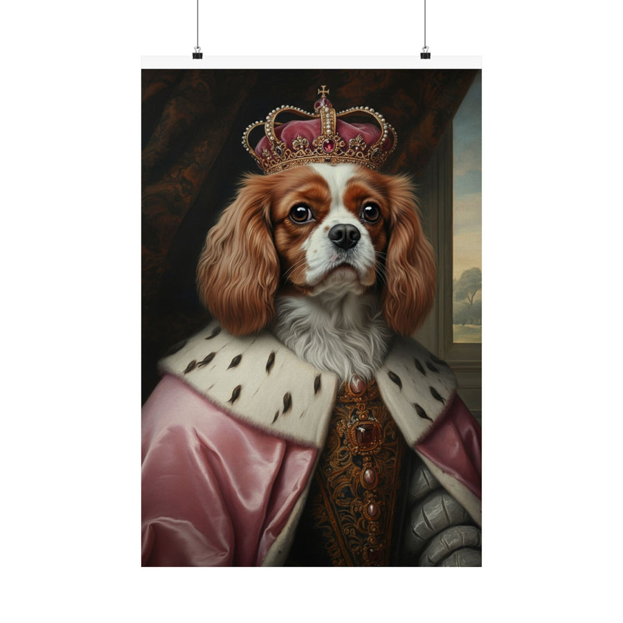 Cavalier King Charles Spaniel Kings & Queens Royal Portrait Matte Poster, Regal Dog Art Print, Wall Art