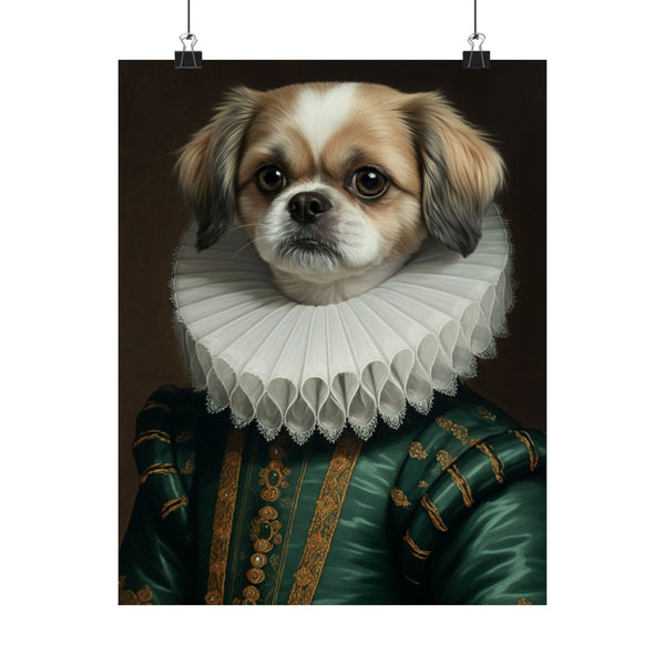 Shih Tzu Renaissance Royal Portrait Matte Poster, Regal Dog Art Print, Shih Tzu Lover Gift, Wall Art