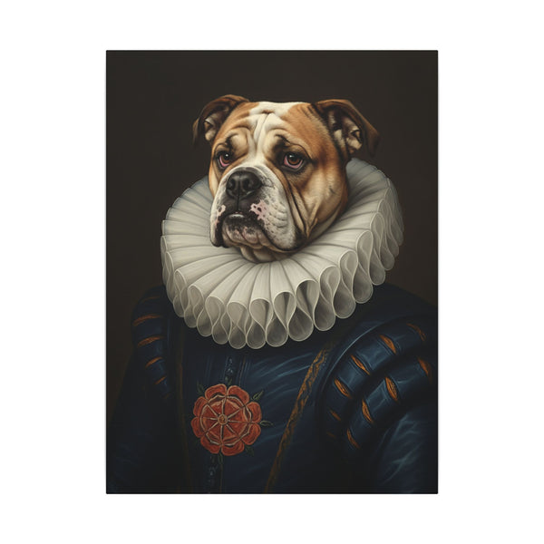 English Bulldog Renaissance Royal Portrait Canvas Wall Art, Regal Dog Painting, English Bulldog Lover Gift, Stretched Canvas