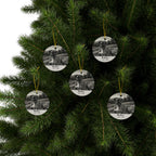 Pack of 5 Boxer memorial ornaments on a Christmas tree