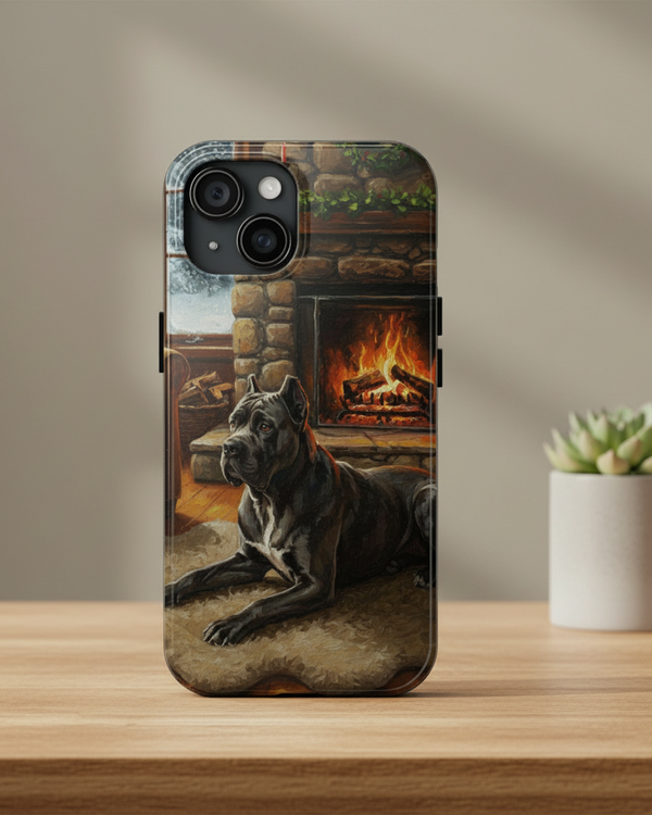 Acrylic Gallery Print Cane Corso - Winter Hearth | Tough Phone Case
