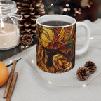 German Shepherd Stained Glass Warm Jewel Ceramic Mug 11oz | Dog Lover Gift