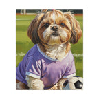 Shih Tzu Oil Painting Soccer Portrait Canvas Wall Art | Dog Lover Gift | Pet Decor | Sports Fan Art