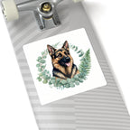 German Shepherd Watercolor Botanical Wreath Kiss-Cut Stickers | Premium Dog Prints | Tritan — view 9 of 12