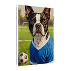 Boston Terrier Oil Painting Soccer Portrait Canvas Wall Art - Dog Lover Gift, Pet Decor, Sports Fan Home Art