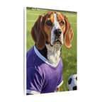 Beagle Soccer Portrait Oil Painting Canvas Print, Dog Wall Art Decor, Pet Lover Gift