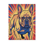 French Bulldog Pop Art Canvas - Dynamic Comic Book Style Wall Art with Halftone Dots - Energetic Retro Dog Print