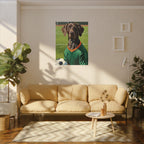 German Shorthaired Pointer Oil Painting Soccer Portrait Wall Art, GSP Dog Lover Gift, Canine Decor, Fetching Football Fan Canvas