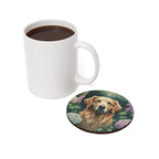 Golden Retriever Watercolor Garden Peek Cork Back Coaster | Dog Lover Gift
