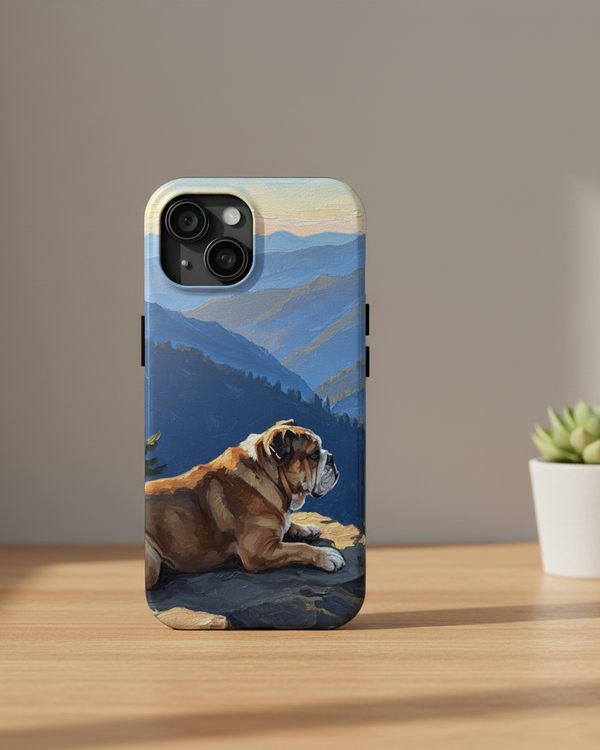 Acrylic English Bulldog - Mountain Overlook | Tough Phone Case