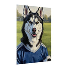 Siberian Husky Oil Painting Soccer Portrait Canvas Art | Dog Wall Decor | Pet Lover Gift for Sports Fans