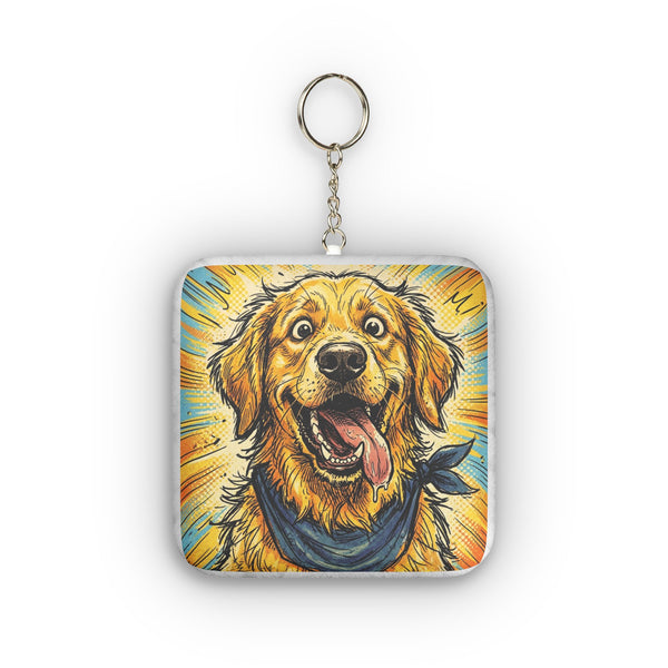 The Heroic Golden Plush Keychain | Golden Retriever Comic Dog Art