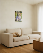 Shih Tzu Oil Painting Soccer Portrait Canvas Wall Art | Dog Lover Gift | Pet Decor | Sports Fan Art