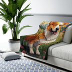 Corgi Low Poly Prairie Sherpa Fleece Blanket | Dog Lover Gift
