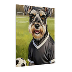 Miniature Schnauzer Soccer Portrait Oil Painting Canvas Wall Art, Schnauzer Dog Lover Gift, Pet Decor, Sports Fan Home Decor