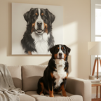 Bernese Mountain Dog Charcoal Portrait Canvas Print | Berner Wall Art Decor | Dog Lover Gift | Pet Memorial Art | Stretched Canvas