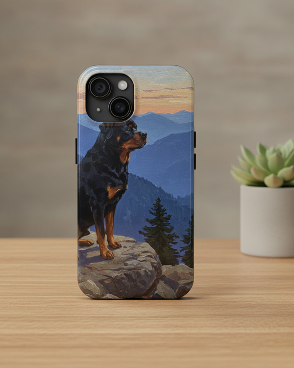 Acrylic Rottweiler - Mountain Overlook | Tough Phone Case