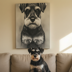 Miniature Schnauzer Charcoal Portrait Canvas Print | Dog Wall Art Decor | Pet Owner Gift | Schnauzer Lover Present