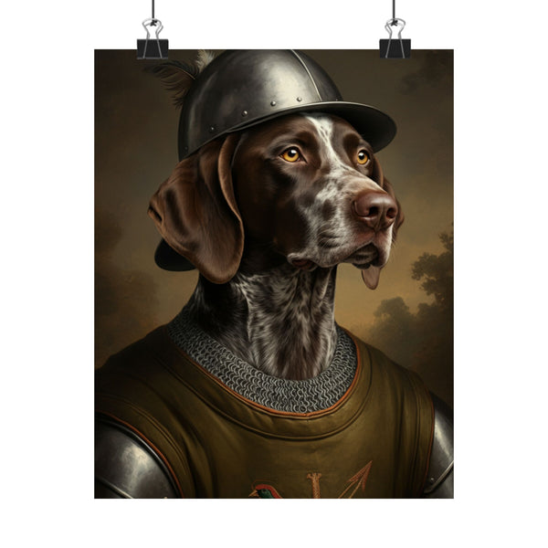 German Shorthaired Pointer Medieval Knight Portrait Matte Poster, Regal Dog Art Print, German Shorthaired Pointer Lover Gift, Wall Art