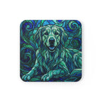 Golden Retriever Stained Glass Cool Jewel Cork Back Coaster | Dog Lover Gift