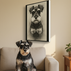 Miniature Schnauzer Charcoal Portrait Canvas Wall Art | Dog Lover Gift | Pet Memorial Decor | Custom Pet Art Print