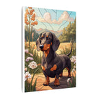 Dachshund Stained Glass Canvas Wall Art, Doxie Dog Lover Gift, Pet Portrait, Wiener Dog Art Print, Home Decor