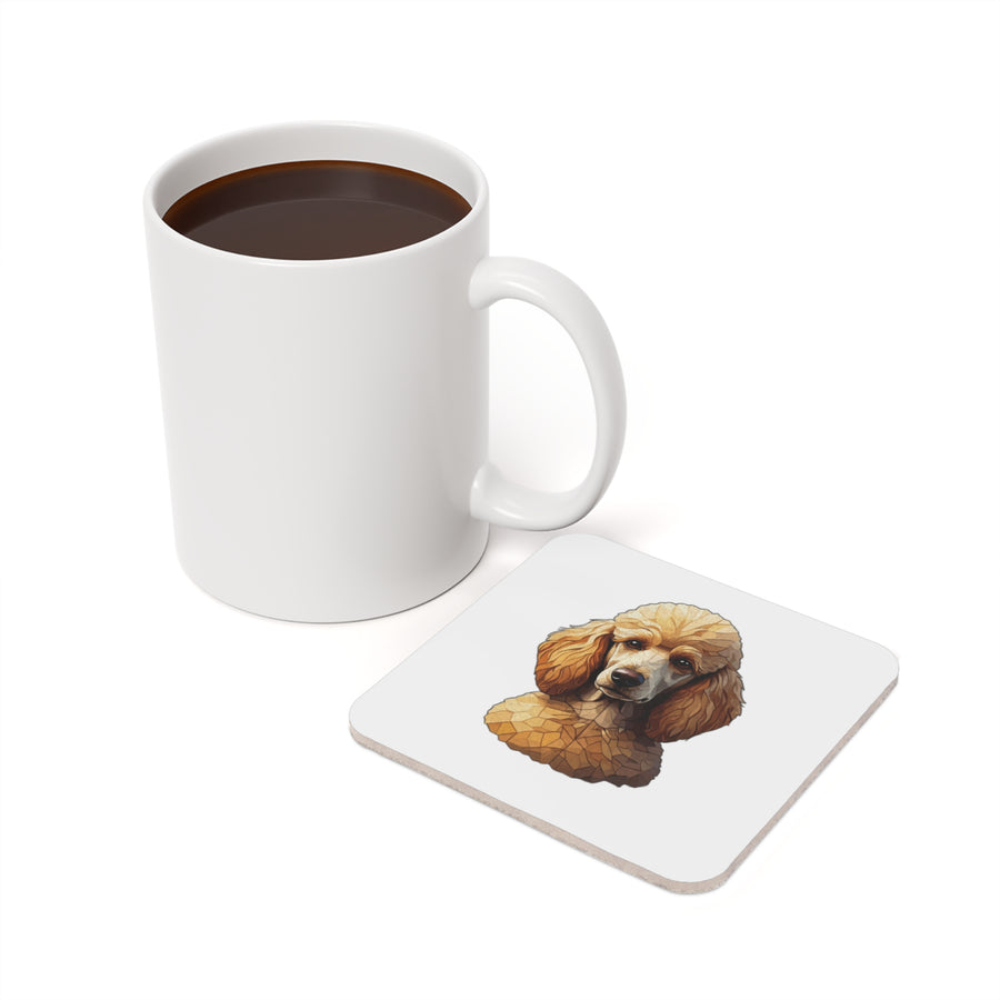 Poodle Low Poly Monochrome Gold Cork Back Coaster | Dog Lover Gift
