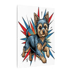 Yorkshire Terrier Canvas Print - Dynamic Comic Book Art with Halftone Dots - Energetic Yorkie Pop Art for Dog Lovers