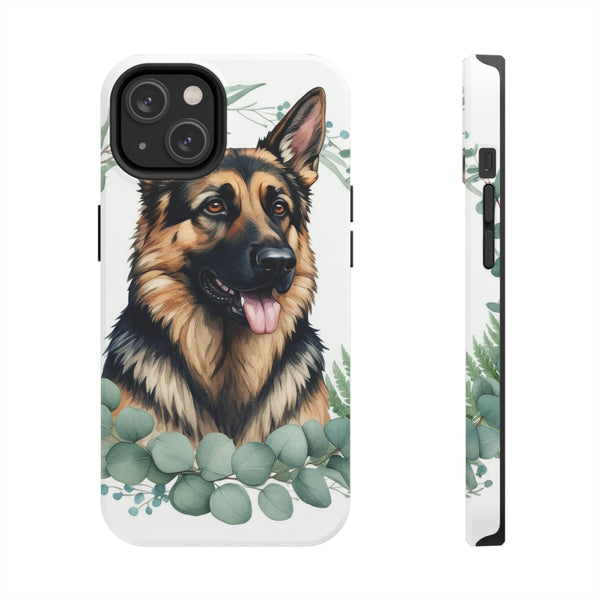 German Shepherd Watercolor Botanical Wreath Phone Case | Premium Dog Prints | Tritan