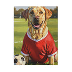 Labrador Retriever Oil Painting Soccer Portrait Canvas, Lab Dog Wall Art Decor, Sports Fan Gift for Home, Pet Art