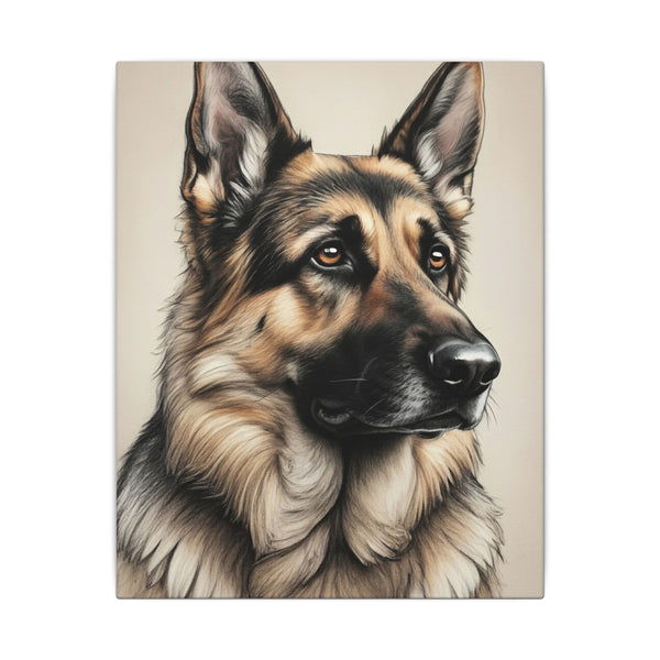 German Shepherd Charcoal Portrait Canvas Wall Art | Dog Lover Gift | Pet Memorial Decor | GSD Art Print